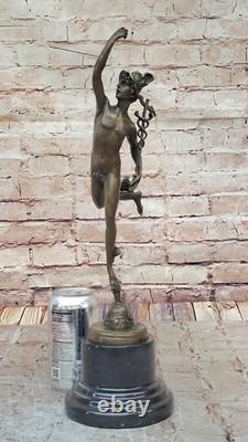 Bronze Sculpture of Flying Mercury by Giambologna in Marble, Art Deco Statue