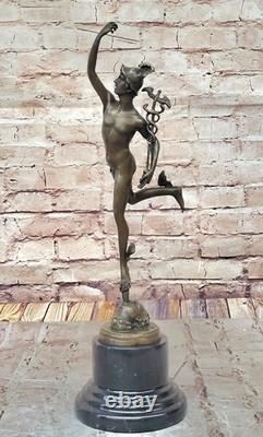 Bronze Sculpture of Flying Mercury by Giambologna in Marble, Art Deco Statue