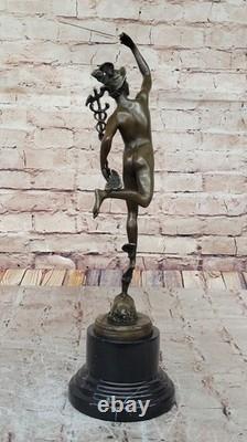 Bronze Sculpture of Flying Mercury by Giambologna in Marble, Art Deco Statue