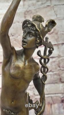 Bronze Sculpture of Flying Mercury by Giambologna in Marble, Art Deco Statue