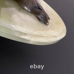 Bronze Seal with Chocolate Patina Art Deco 1930 Onyx Base M2602