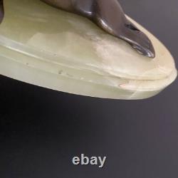 Bronze Seal with Chocolate Patina Art Deco 1930 Onyx Base M2602