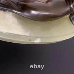 Bronze Seal with Chocolate Patina Art Deco 1930 Onyx Base M2602