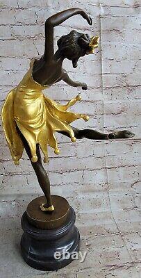 Bronze Sign Art Style New Deco Chiparus Statue Figurine Very Large Open