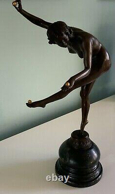 Bronze Signed Colinet Art Deco The Jongleuse Aux Trois Boules