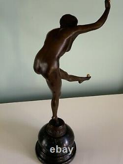 Bronze Signed Colinet Art Deco The Jongleuse Aux Trois Boules