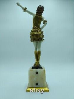 Bronze Signed Style Chrysephantine Art Deco Fernand Paris Dancer Cabaretxxème