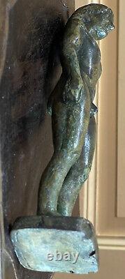 Bronze Statue After Ancient Greece Kuros Green Patina Period Art Deco