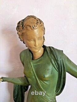 Bronze Statue Art Deco, Chryselephantine Signed Menneville, 1930