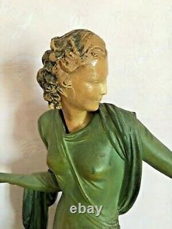 Bronze Statue Art Deco, Chryselephantine Signed Menneville, 1930