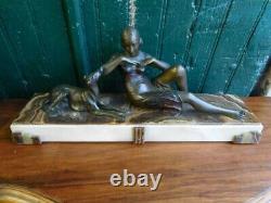 Bronze Statue Art Deco With Marble Socle