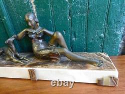 Bronze Statue Art Deco With Marble Socle