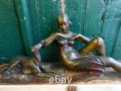 Bronze Statue Art Deco With Marble Socle