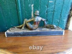 Bronze Statue Art Deco With Marble Socle