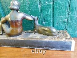 Bronze Statue Art Deco With Marble Socle