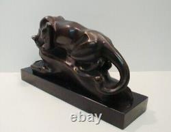 Bronze Statue Cougar Animalier Art Deco Style Art Nouveau Signed