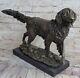 Bronze Statue Golden Retriever Dog Art Deco Marble Decor