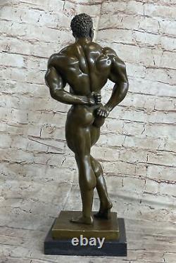 Bronze Statue Male Chair Gay Interest Bodybuilder Muscular Art Deco Figure