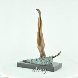 Bronze Statue: Nude Acrobatic Dancer, Sexy Modern Style, Art Deco Bronze