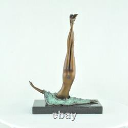 Bronze Statue: Nude Acrobatic Dancer, Sexy Modern Style, Art Deco Bronze