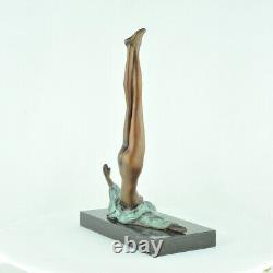 Bronze Statue: Nude Acrobatic Dancer, Sexy Modern Style, Art Deco Bronze