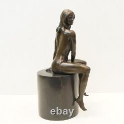 Bronze Statue Nude Sexy Nymph Art Deco Style Art Nouveau Signed Bronze