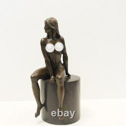 Bronze Statue Nude Sexy Nymph Art Deco Style Art Nouveau Signed Bronze