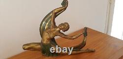 Bronze Statue: 'The Veiled Dancer' signed by Jean Lormier, Art Deco, 20th century.