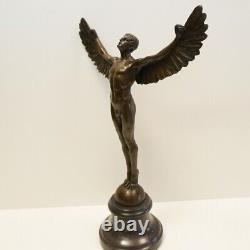 Bronze Statue of Naked Icarus, Angel Style Art Deco, Art Nouveau Style, Signed Bronze.