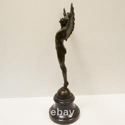 Bronze Statue of Naked Icarus, Angel Style Art Deco, Art Nouveau Style, Signed Bronze.