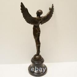 Bronze Statue of Naked Icarus, Angel Style Art Deco, Art Nouveau Style, Signed Bronze.