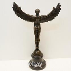 Bronze Statue of Naked Icarus, Angel Style Art Deco, Art Nouveau Style, Signed Bronze.