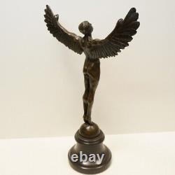 Bronze Statue of Naked Icarus, Angel Style Art Deco, Art Nouveau Style, Signed Bronze.