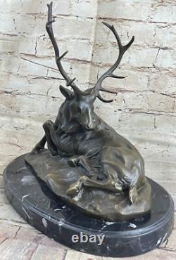 Bronze Statue of Stag Hunter Trophy Art Deco Sculpture Figurine NR
