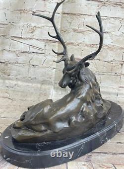 Bronze Statue of Stag Hunter Trophy Art Deco Sculpture Figurine NR