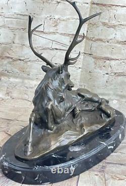 Bronze Statue of Stag Hunter Trophy Art Deco Sculpture Figurine NR