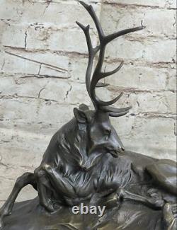 Bronze Statue of Stag Hunter Trophy Art Deco Sculpture Figurine NR