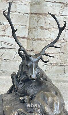 Bronze Statue of Stag Hunter Trophy Art Deco Sculpture Figurine NR
