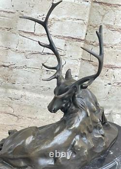 Bronze Statue of Stag Hunter Trophy Art Deco Sculpture Figurine NR