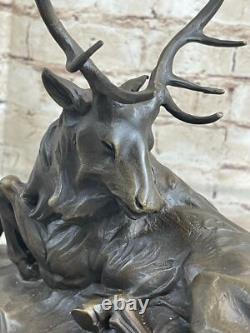 Bronze Statue of Stag Hunter Trophy Art Deco Sculpture Figurine NR