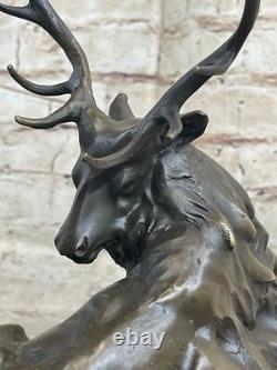 Bronze Statue of Stag Hunter Trophy Art Deco Sculpture Figurine NR