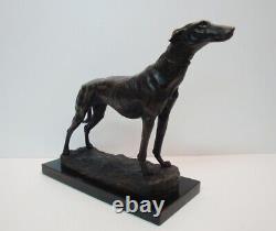 Bronze Statue of a Greyhound Animal Hunter in Art Deco and Art Nouveau Style