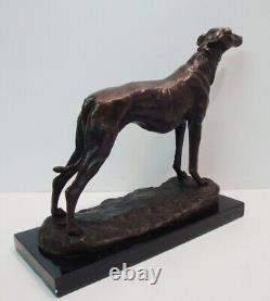 Bronze Statue of a Greyhound Animal Hunter in Art Deco and Art Nouveau Style