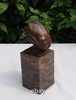 Bronze Statue of a Nude Diver in Art Deco and Art Nouveau Style, Signed Bronze