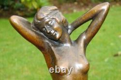Bronze Statue of a Nude Sexy Lady in Art Deco and Art Nouveau Style