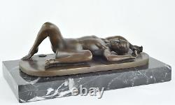 Bronze Statue of a Sexy Naked Man in Art Deco and Art Nouveau Style - Signed Bronze