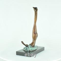 Bronze Statue of a Sexy Nude Acrobatic Dancer in Modern Art Deco Style