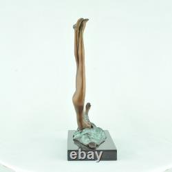 Bronze Statue of a Sexy Nude Acrobatic Dancer in Modern Art Deco Style