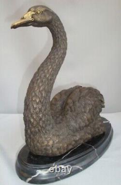 Bronze Swan Bird Animal Statue Sculpture in Art Deco and Art Nouveau Style