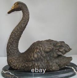 Bronze Swan Bird Animal Statue Sculpture in Art Deco and Art Nouveau Style